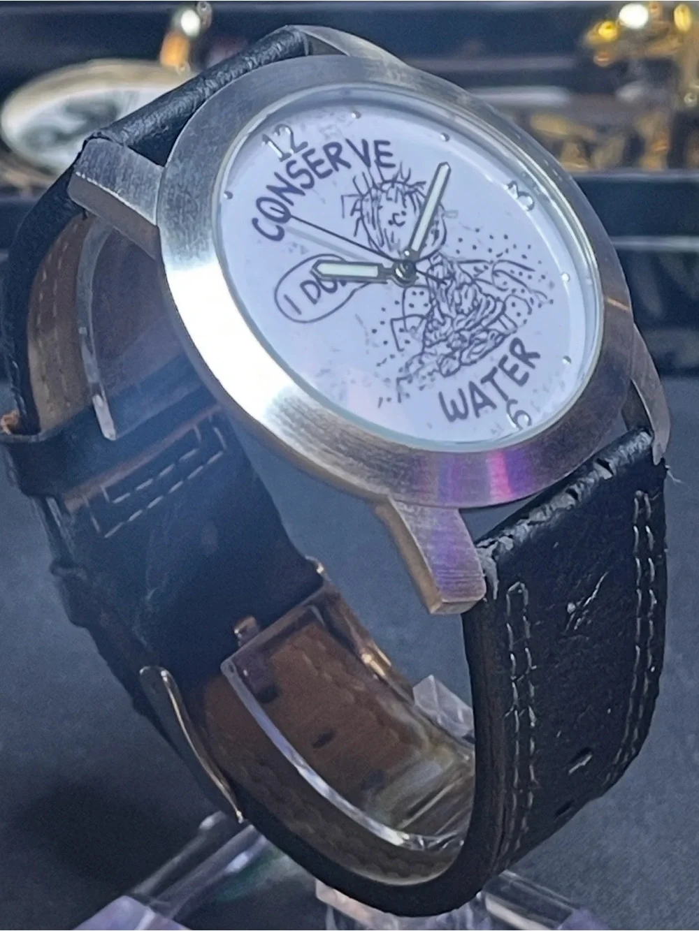 CONSERVE WATER Illustrated White Dial Watch -